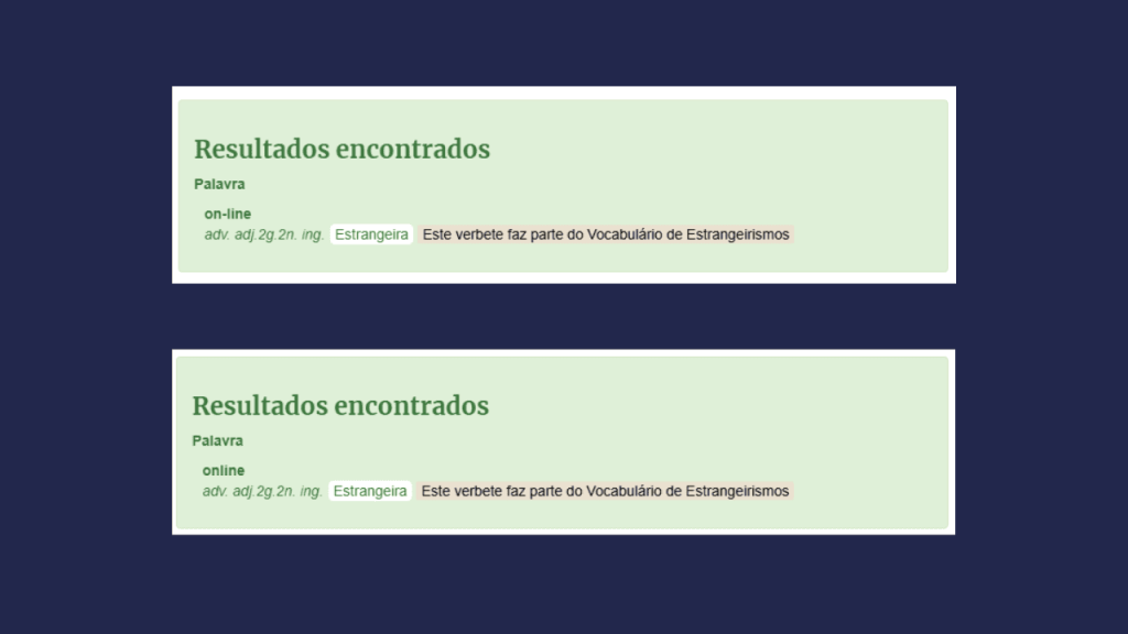 On-line e online estão corretas