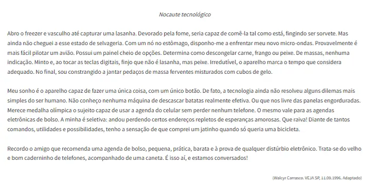 texto da questão sobre semântica