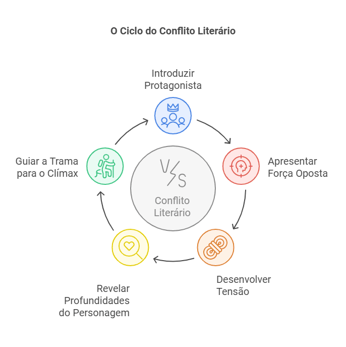Mapa mental sobre conflito literário.